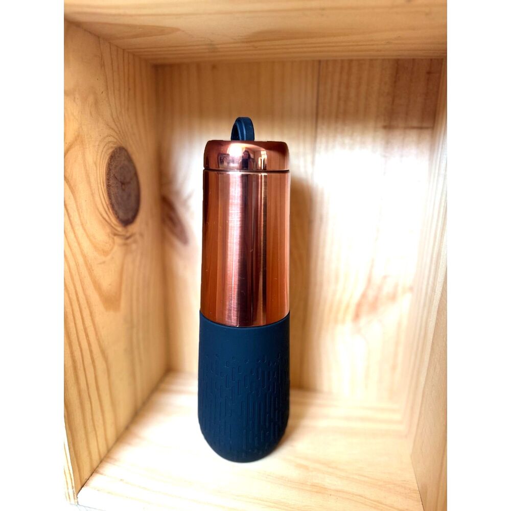 NWT Nordstrom AR+Cook TRIA Black & Copper Tone Double Stainless Water Bottle